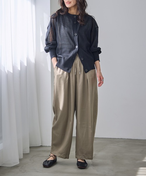 for/c（フォーシー）の「[新色追加]シアーニットクルーネックカーディガン【サスティナブル】（カーディガン/ボレロ・レディース・イエロー/ホワイト/ブラック/オレンジ/チャコールグレー/ライトブルー/ネイビー/ピンク・LL/M/L）」の20枚目の写真