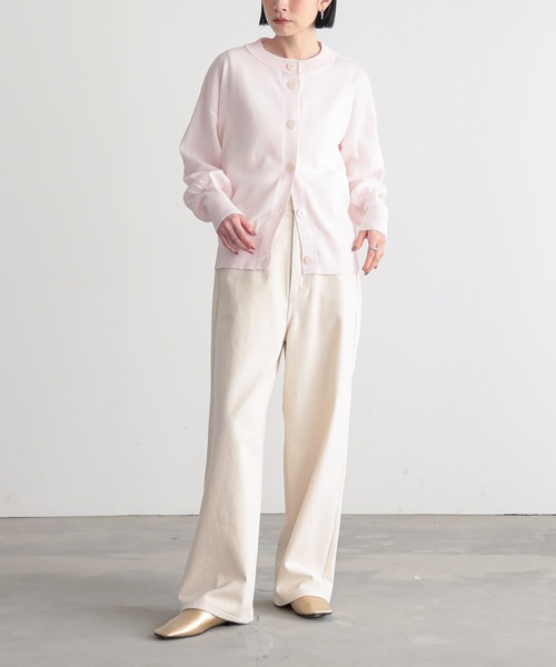 for/c（フォーシー）の「[新色追加]シアーニットクルーネックカーディガン【サスティナブル】（カーディガン/ボレロ・レディース・イエロー/ホワイト/ブラック/オレンジ/チャコールグレー/ライトブルー/ネイビー/ピンク・LL/M/L）」の13枚目の写真