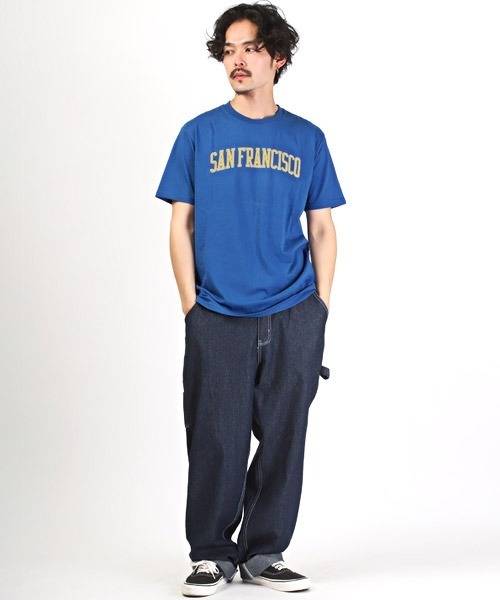 LUXSTYLE(ラグスタイル)の「カレッジロゴプリント半袖Tシャツ(Tシャツ/カットソー・メンズ・ホワイト/ブルー/ブラック・M/L/XL)」の8枚目の写真