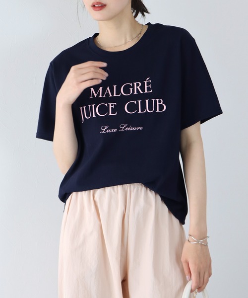 BLUEEAST(ブルーイースト)の「MALGRE JUICE CLUBプリントTシャツ(Tシャツ/カットソー・レディース・ネイビー/グレー/オフホワイト/グリーン・MEDIUM)」の4枚目の写真