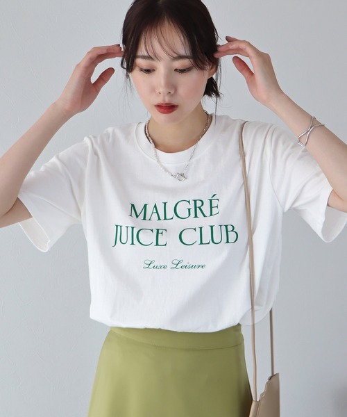 BLUEEAST(ブルーイースト)の「MALGRE JUICE CLUBプリントTシャツ(Tシャツ/カットソー・レディース・ネイビー/グレー/オフホワイト/グリーン・MEDIUM)」の2枚目の写真