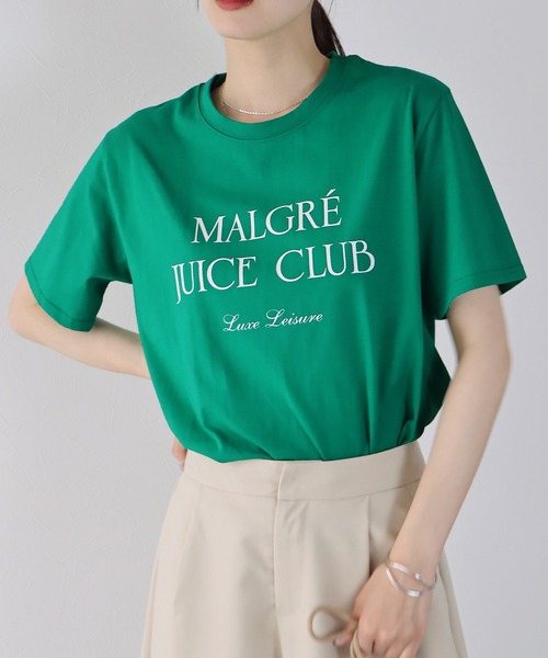 BLUEEAST(ブルーイースト)の「MALGRE JUICE CLUBプリントTシャツ(Tシャツ/カットソー・レディース・ネイビー/グレー/オフホワイト/グリーン・MEDIUM)」の3枚目の写真