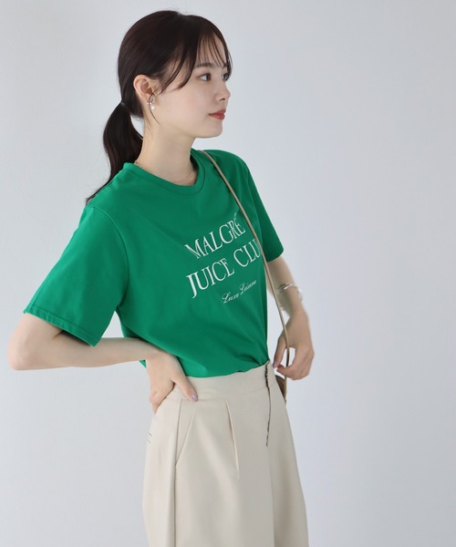 BLUEEAST(ブルーイースト)の「MALGRE JUICE CLUBプリントTシャツ(Tシャツ/カットソー・レディース・ネイビー/グレー/オフホワイト/グリーン・MEDIUM)」の5枚目の写真