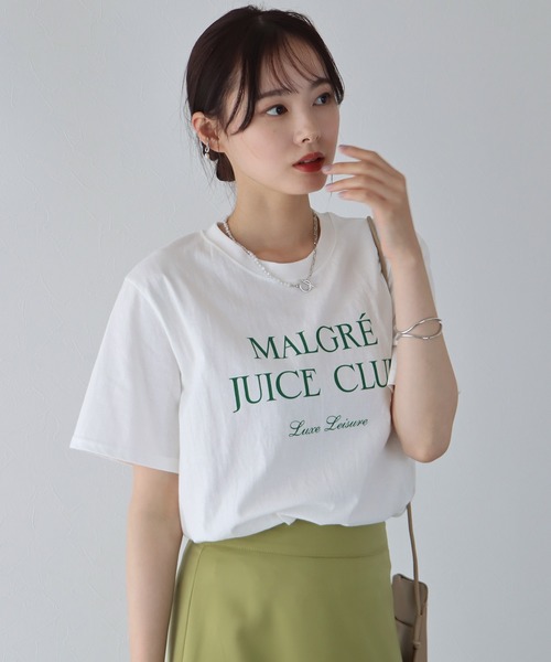 BLUEEAST(ブルーイースト)の「MALGRE JUICE CLUBプリントTシャツ(Tシャツ/カットソー・レディース・ネイビー/グレー/オフホワイト/グリーン・MEDIUM)」の6枚目の写真