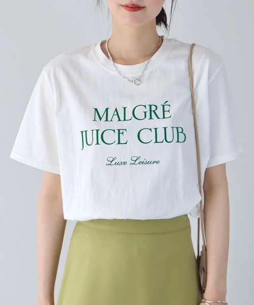 BLUEEAST(ブルーイースト)の「MALGRE JUICE CLUBプリントTシャツ(Tシャツ/カットソー・レディース・ネイビー/グレー/オフホワイト/グリーン・MEDIUM)」の7枚目の写真