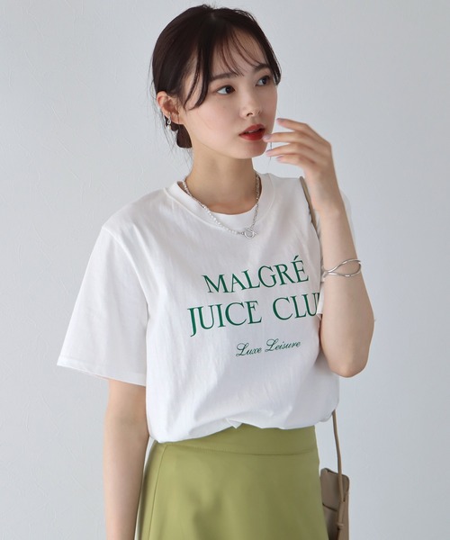 BLUEEAST(ブルーイースト)の「MALGRE JUICE CLUBプリントTシャツ(Tシャツ/カットソー・レディース・ネイビー/グレー/オフホワイト/グリーン・MEDIUM)」の8枚目の写真