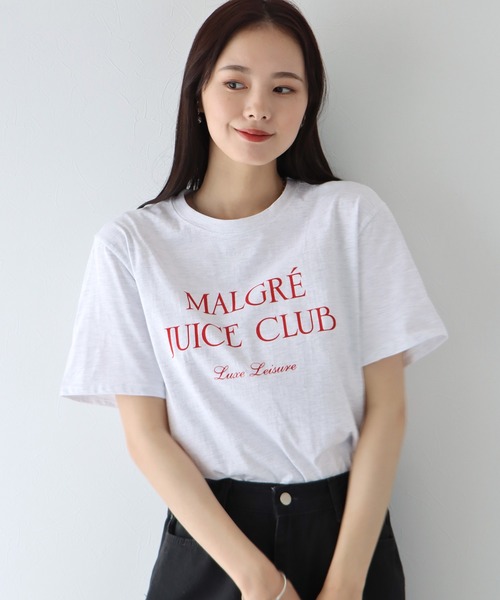 BLUEEAST(ブルーイースト)の「MALGRE JUICE CLUBプリントTシャツ(Tシャツ/カットソー・レディース・ネイビー/グレー/オフホワイト/グリーン・MEDIUM)」の12枚目の写真