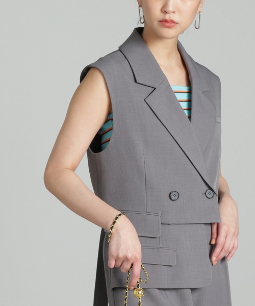 FREE'S MART（フリーズマート）の「【WEB限定】《コレクション》 バックオープンテーラードベスト（テーラードジャケット・レディース・グレー・FREE）」の5枚目の写真