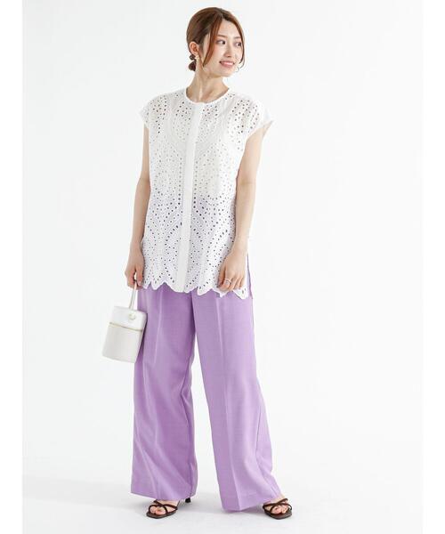 Te chichi（テチチ）の「スカラップエンブロイダリーブラウス（シャツ/ブラウス・レディース・グリーン/オフホワイト/ブラック・F）」の14枚目の写真