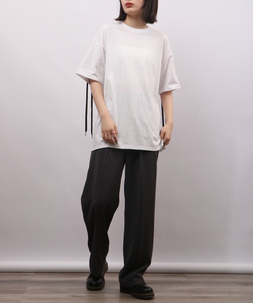 REGIEVO(レジエボ)の「REGIEVO バックレースアップ半袖Tシャツ(Tシャツ/カットソー・メンズ・ブラック/オフホワイト・L/M)」の17枚目の写真