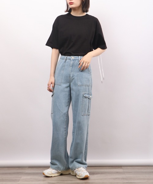 REGIEVO(レジエボ)の「REGIEVO バックレースアップ半袖Tシャツ(Tシャツ/カットソー・メンズ・ブラック/オフホワイト・L/M)」の13枚目の写真
