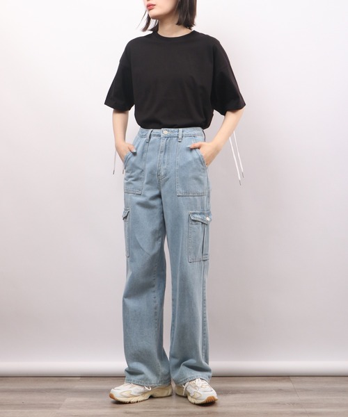 REGIEVO(レジエボ)の「REGIEVO バックレースアップ半袖Tシャツ(Tシャツ/カットソー・メンズ・ブラック/オフホワイト・L/M)」の12枚目の写真
