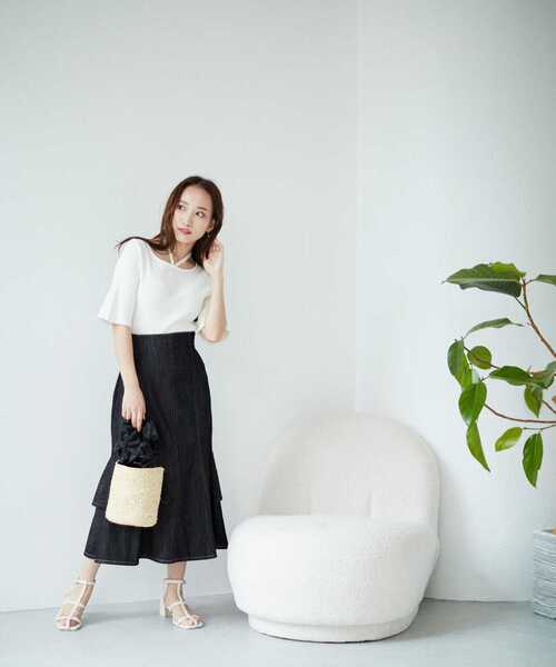 PROPORTION BODY DRESSING（プロポーションボディドレッシング）の「2Wayラリエットニット（ニット/セーター・レディース・パープル/ホワイト系その他/ブラック・MEDIUM/SMALL）」の5枚目の写真