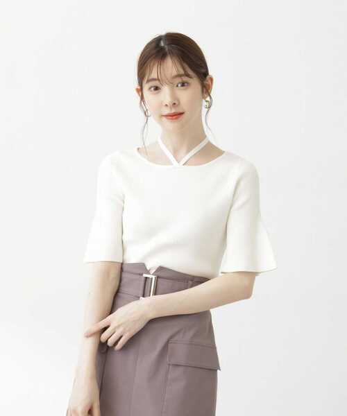 PROPORTION BODY DRESSING（プロポーションボディドレッシング）の「2Wayラリエットニット（ニット/セーター・レディース・パープル/ホワイト系その他/ブラック・MEDIUM/SMALL）」の18枚目の写真