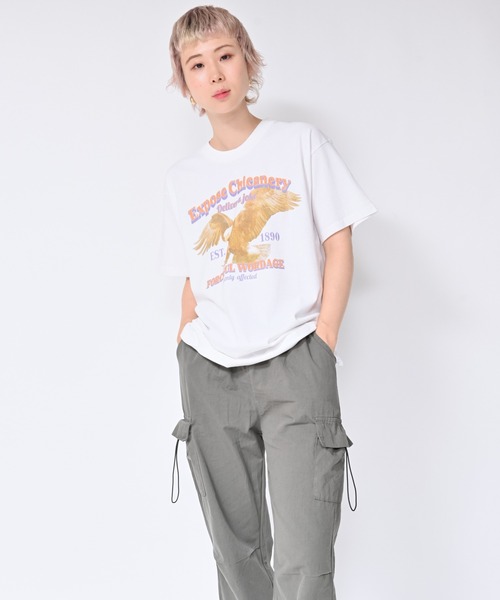 Alite cloth(アリーテクロス)の「BIG カレッジロゴ・プリントTシャツ EAGLE(Tシャツ/カットソー・レディース・ブラック/グレー/ホワイト・M/L/XL/0)」の2枚目の写真