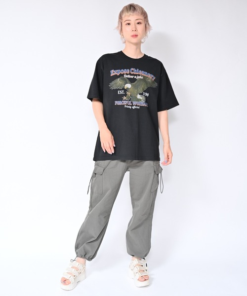 Alite cloth(アリーテクロス)の「BIG カレッジロゴ・プリントTシャツ EAGLE(Tシャツ/カットソー・レディース・ブラック/グレー/ホワイト・M/L/XL/0)」の3枚目の写真