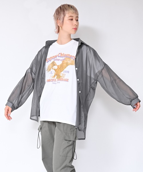 Alite cloth(アリーテクロス)の「BIG カレッジロゴ・プリントTシャツ EAGLE(Tシャツ/カットソー・レディース・ブラック/グレー/ホワイト・M/L/XL/0)」の5枚目の写真
