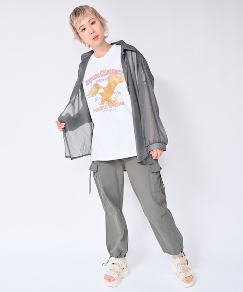 Alite cloth(アリーテクロス)の「BIG カレッジロゴ・プリントTシャツ EAGLE(Tシャツ/カットソー・レディース・ブラック/グレー/ホワイト・M/L/XL/0)」の6枚目の写真
