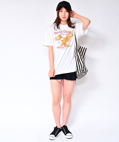 Alite cloth(アリーテクロス)の「BIG カレッジロゴ・プリントTシャツ EAGLE(Tシャツ/カットソー・レディース・ブラック/グレー/ホワイト・M/L/XL/0)」の9枚目の写真