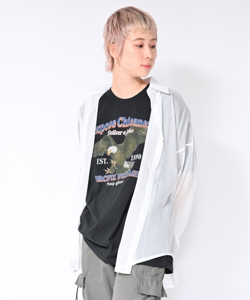 Alite cloth(アリーテクロス)の「BIG カレッジロゴ・プリントTシャツ EAGLE(Tシャツ/カットソー・レディース・ブラック/グレー/ホワイト・M/L/XL/0)」の10枚目の写真