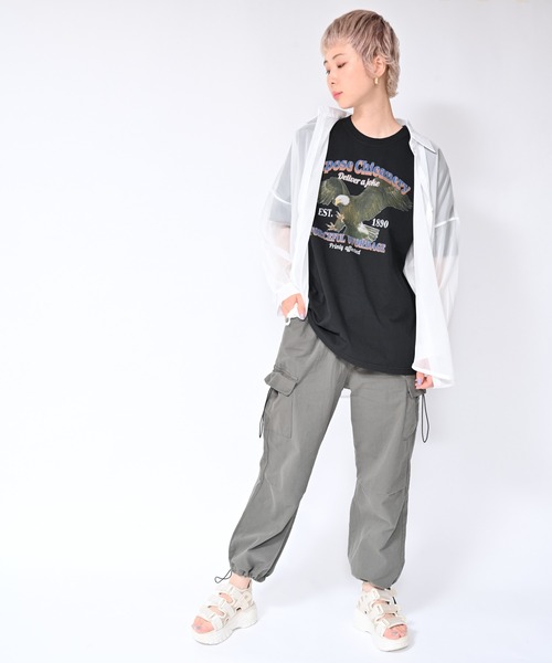 Alite cloth(アリーテクロス)の「BIG カレッジロゴ・プリントTシャツ EAGLE(Tシャツ/カットソー・レディース・ブラック/グレー/ホワイト・M/L/XL/0)」の11枚目の写真