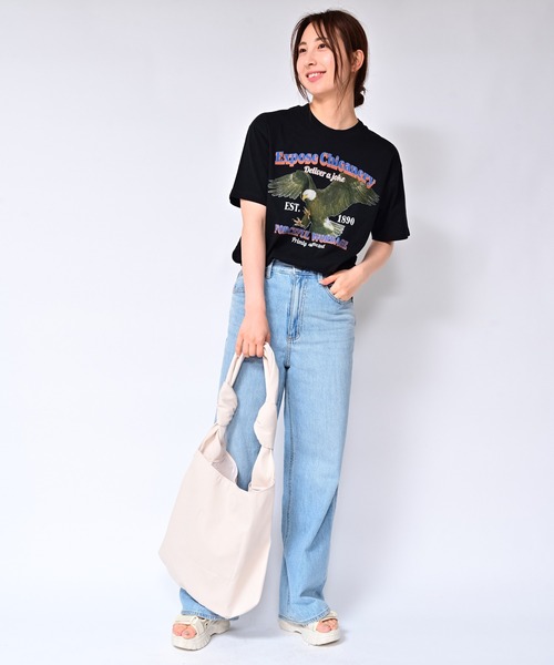 Alite cloth(アリーテクロス)の「BIG カレッジロゴ・プリントTシャツ EAGLE(Tシャツ/カットソー・レディース・ブラック/グレー/ホワイト・M/L/XL/0)」の14枚目の写真