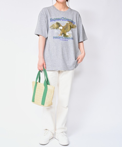 Alite cloth(アリーテクロス)の「BIG カレッジロゴ・プリントTシャツ EAGLE(Tシャツ/カットソー・レディース・ブラック/グレー/ホワイト・M/L/XL/0)」の16枚目の写真