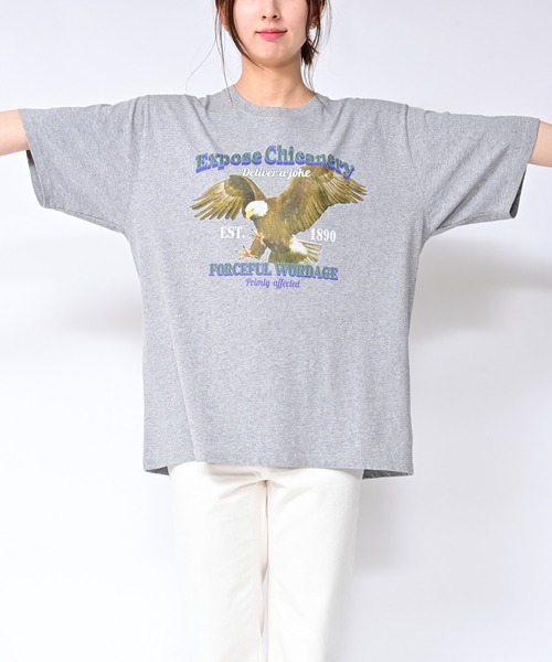 Alite cloth(アリーテクロス)の「BIG カレッジロゴ・プリントTシャツ EAGLE(Tシャツ/カットソー・レディース・ブラック/グレー/ホワイト・M/L/XL/0)」の18枚目の写真