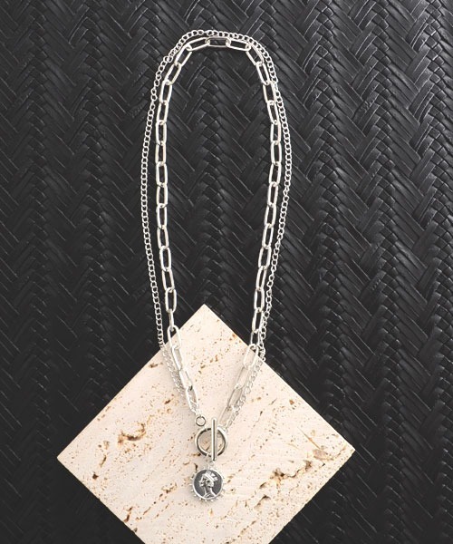 VIBGYOR Women（ヴィブジョー　ウィメン）の「【float】コインチャーム ダブルチェーン マンテルネックレス（ネックレス・レディース・ゴールド/シルバー・FREE）」の2枚目の写真