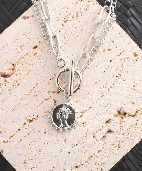 VIBGYOR Women（ヴィブジョー　ウィメン）の「【float】コインチャーム ダブルチェーン マンテルネックレス（ネックレス・レディース・ゴールド/シルバー・FREE）」の5枚目の写真