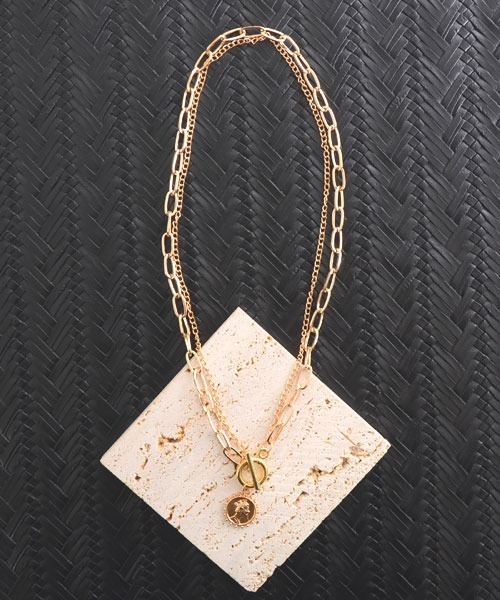 VIBGYOR Women（ヴィブジョー　ウィメン）の「【float】コインチャーム ダブルチェーン マンテルネックレス（ネックレス・レディース・ゴールド/シルバー・FREE）」の6枚目の写真