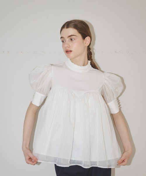 MIRO AMURETTE（ミロアミュレット）の「organdy peplum blouse/オーガンジーペプラムブラウス（シャツ/ブラウス・レディース・ホワイト/ブラック・FREE）」の3枚目の写真