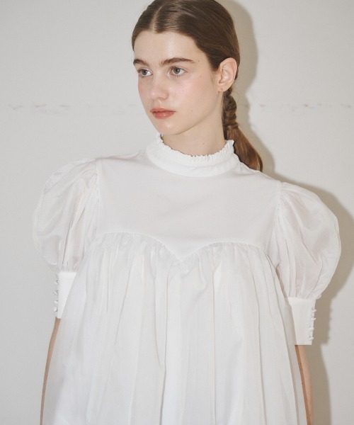 MIRO AMURETTE（ミロアミュレット）の「organdy peplum blouse/オーガンジーペプラムブラウス（シャツ/ブラウス・レディース・ホワイト/ブラック・FREE）」の6枚目の写真