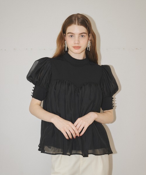 MIRO AMURETTE（ミロアミュレット）の「organdy peplum blouse/オーガンジーペプラムブラウス（シャツ/ブラウス・レディース・ホワイト/ブラック・FREE）」の9枚目の写真