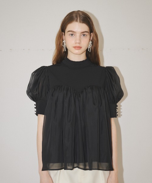 MIRO AMURETTE（ミロアミュレット）の「organdy peplum blouse/オーガンジーペプラムブラウス（シャツ/ブラウス・レディース・ホワイト/ブラック・FREE）」の10枚目の写真