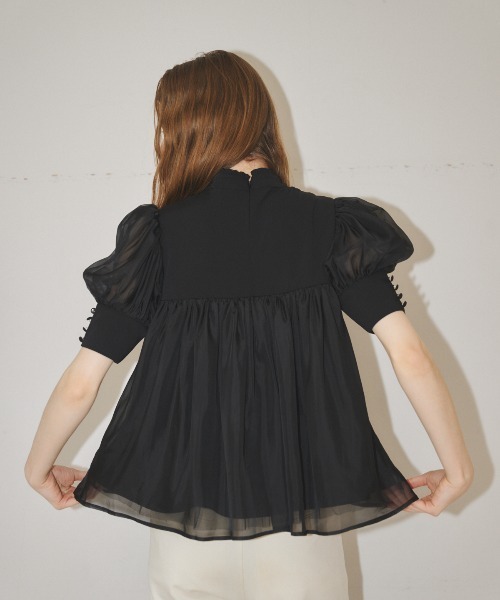 MIRO AMURETTE（ミロアミュレット）の「organdy peplum blouse/オーガンジーペプラムブラウス（シャツ/ブラウス・レディース・ホワイト/ブラック・FREE）」の12枚目の写真