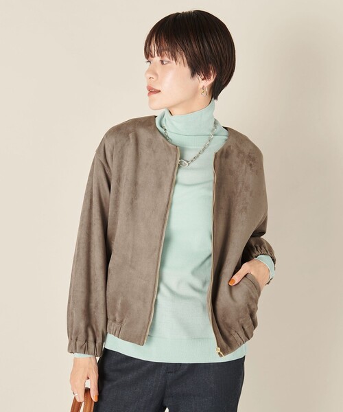 セール】ウォッシャブルダンボールスエード ジップブルゾン（ブルゾン