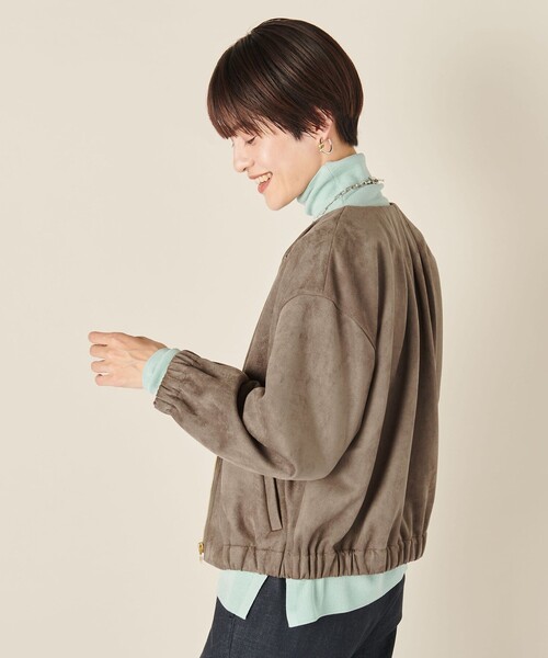 セール】ウォッシャブルダンボールスエード ジップブルゾン（ブルゾン