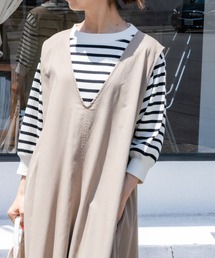 FORK&SPOON　変形ワッフルギャザースリーブプルオーバー