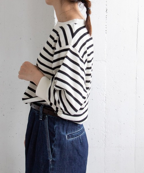 FORK&SPOON（フォークアンドスプーン）の「FORK&SPOON　変形ワッフルギャザースリーブプルオーバー（Tシャツ/カットソー・レディース・アイボリー/ホワイト系その他/ライトグレー・1）」の18枚目の写真