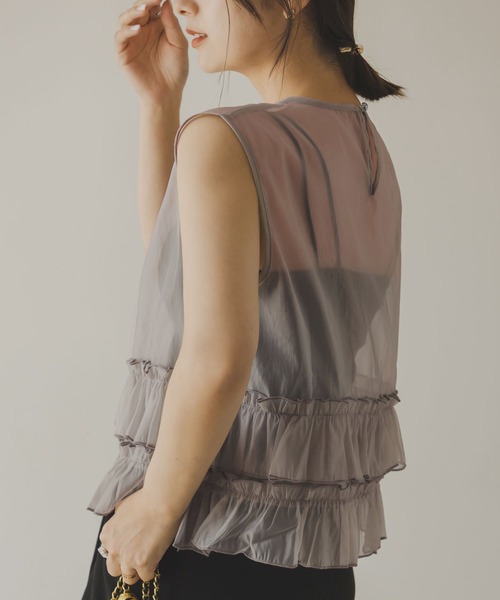 rectangle（レクタングル）の「シアーチュールトップス（シャツ/ブラウス・レディース・グレー/ブラック/アイボリー・FREE）」の12枚目の写真