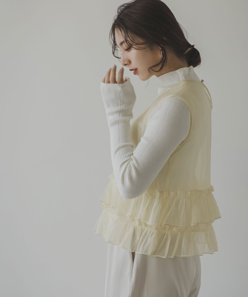 rectangle（レクタングル）の「シアーチュールトップス（シャツ/ブラウス・レディース・グレー/ブラック/アイボリー・FREE）」の11枚目の写真