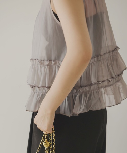 rectangle（レクタングル）の「シアーチュールトップス（シャツ/ブラウス・レディース・グレー/ブラック/アイボリー・FREE）」の16枚目の写真
