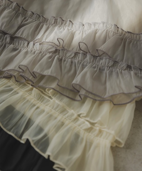 rectangle（レクタングル）の「シアーチュールトップス（シャツ/ブラウス・レディース・グレー/ブラック/アイボリー・FREE）」の9枚目の写真