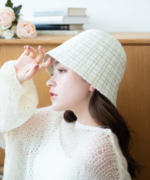 WEGO（ウィゴー）の「WEGO/ツイードクローシュハット（ハット・レディース・ホワイト/ブラック・FREE）」の2枚目の写真