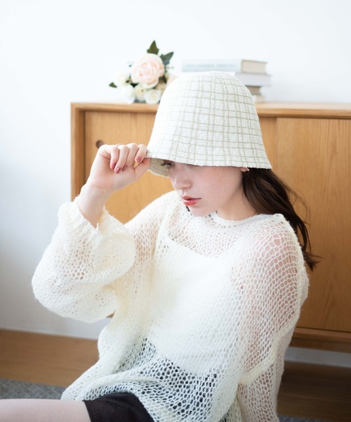 WEGO（ウィゴー）の「WEGO/ツイードクローシュハット（ハット・レディース・ホワイト/ブラック・FREE）」の10枚目の写真