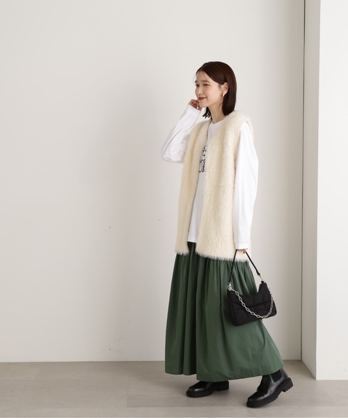 N.（N. Natural Beauty Basic）（エヌエヌナチュラルビューティーベーシック）の「◆フェザーニットベスト（ベスト・レディース・オフホワイト/ベージュ・MEDIUM）」の8枚目の写真