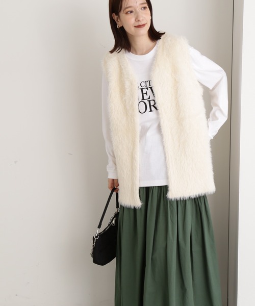 N.（N. Natural Beauty Basic）（エヌエヌナチュラルビューティーベーシック）の「◆フェザーニットベスト（ベスト・レディース・オフホワイト/ベージュ・MEDIUM）」の10枚目の写真