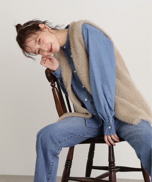 N.（N. Natural Beauty Basic）（エヌエヌナチュラルビューティーベーシック）の「◆フェザーニットベスト（ベスト・レディース・オフホワイト/ベージュ・MEDIUM）」の12枚目の写真