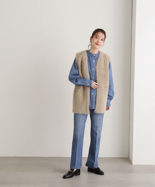 N.（N. Natural Beauty Basic）（エヌエヌナチュラルビューティーベーシック）の「◆フェザーニットベスト（ベスト・レディース・オフホワイト/ベージュ・MEDIUM）」の13枚目の写真